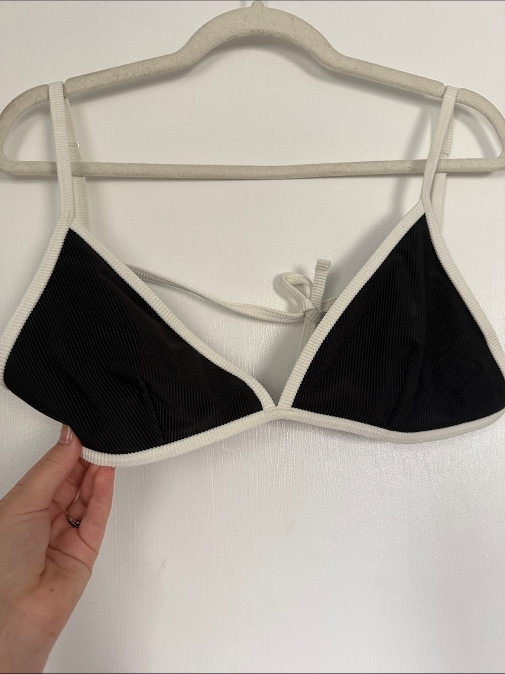 Black Triangle bikini top with White Trim - Women swim